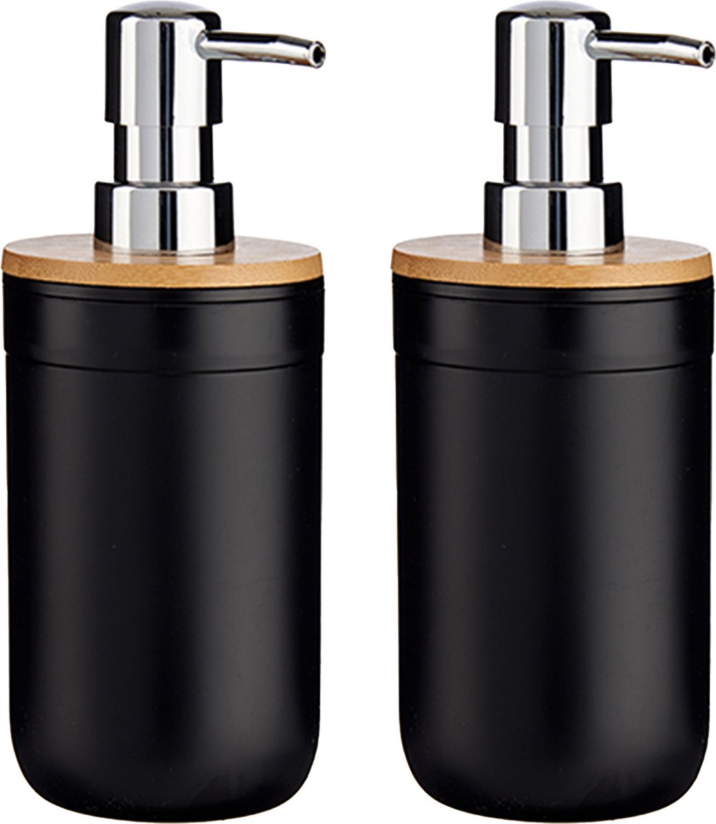 2x Stuks Zeeppompjes/zeepdispensers Kunststof 350 Ml - Zeeppompjes - Zwart