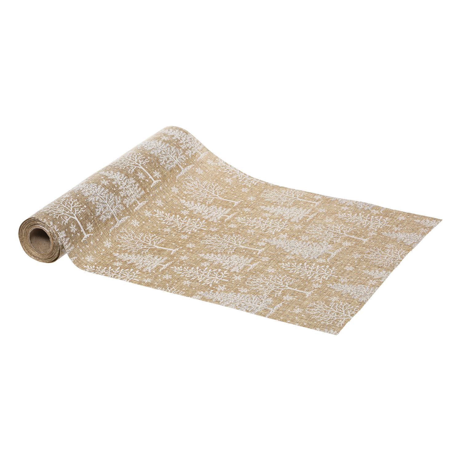 Kerst Thema Diner Tafelloper/wit - 28 X 300 Cm - Tafellakens - Beige