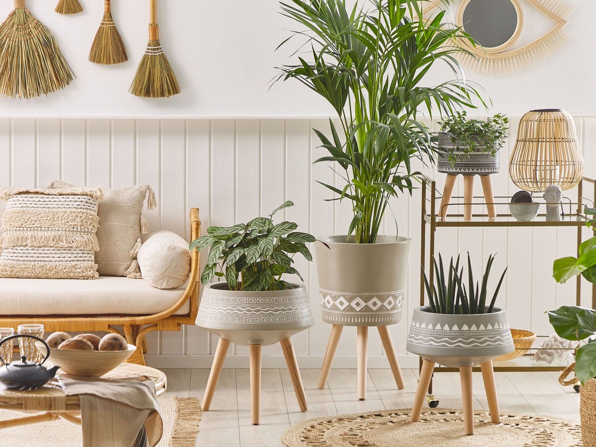 Beliani Arta - Plantenbak Voor Buiten--magnesiumoxide - Beige