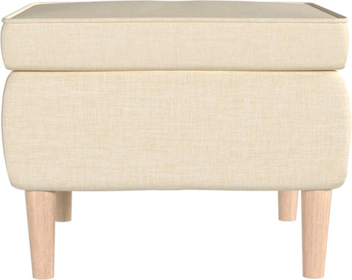 Vidaxl Kruk Met Houten Poten Stof Crèmekleurig