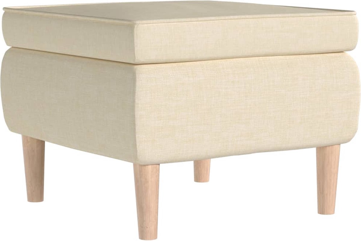 Vidaxl Kruk Met Houten Poten Stof Crèmekleurig