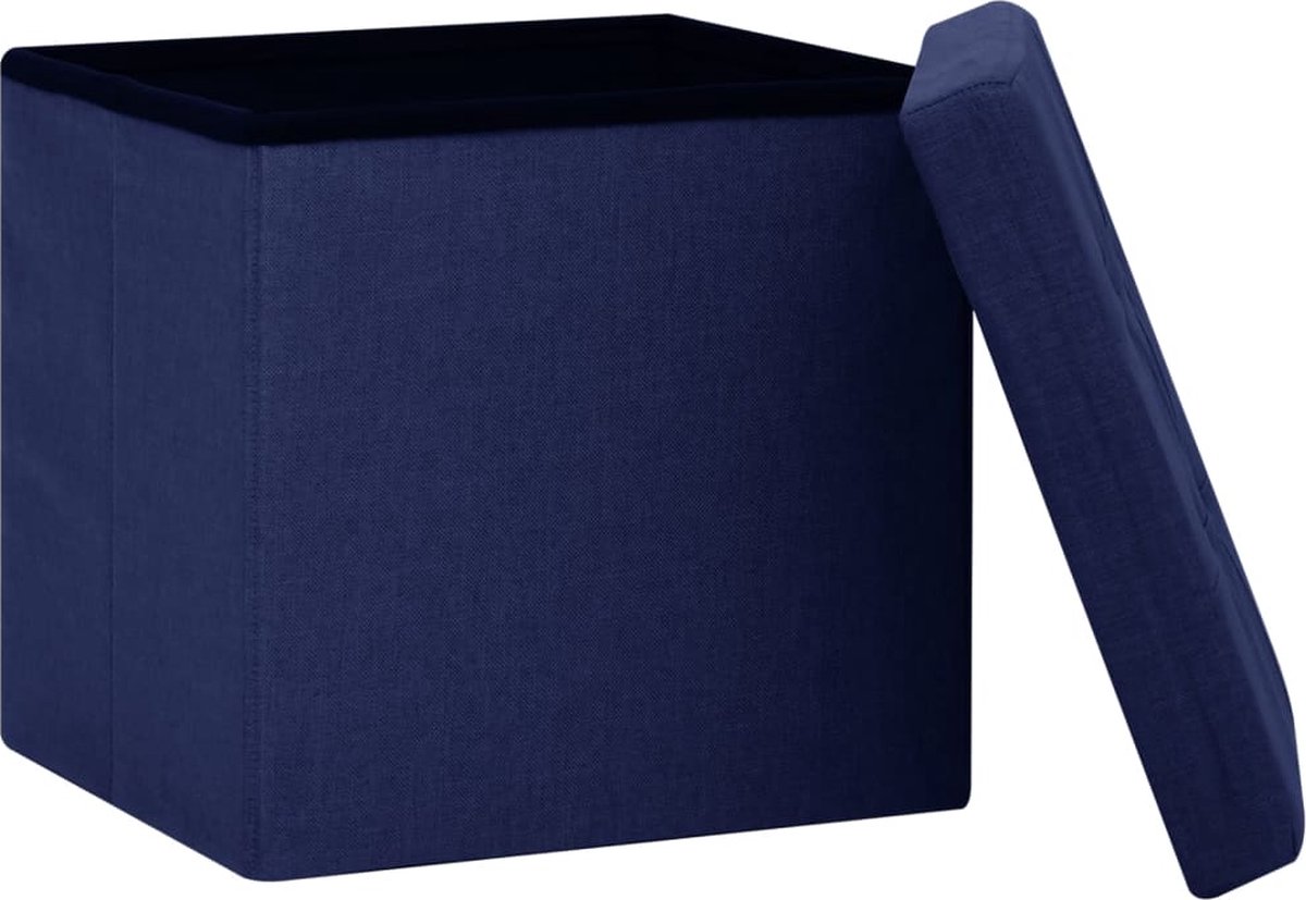 Vidaxl Opbergkrukken Inklapbaar 2 St Kunstlinnen - Blauw