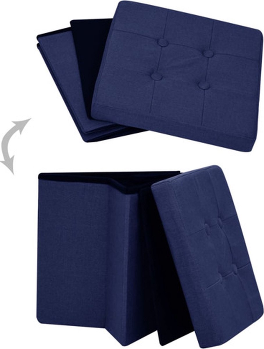 Vidaxl Opbergkrukken Inklapbaar 2 St Kunstlinnen - Blauw