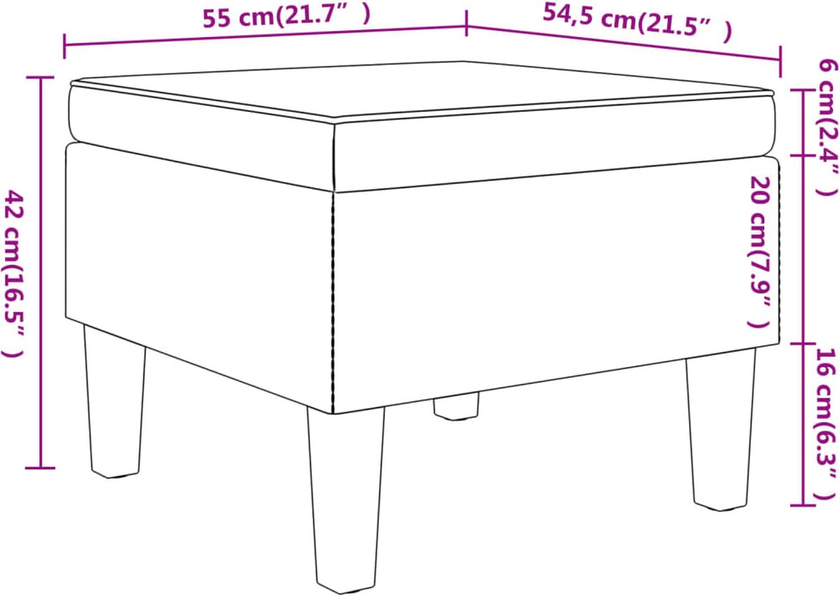 Vidaxl Kruk Met Houten Poten Stof - Bruin
