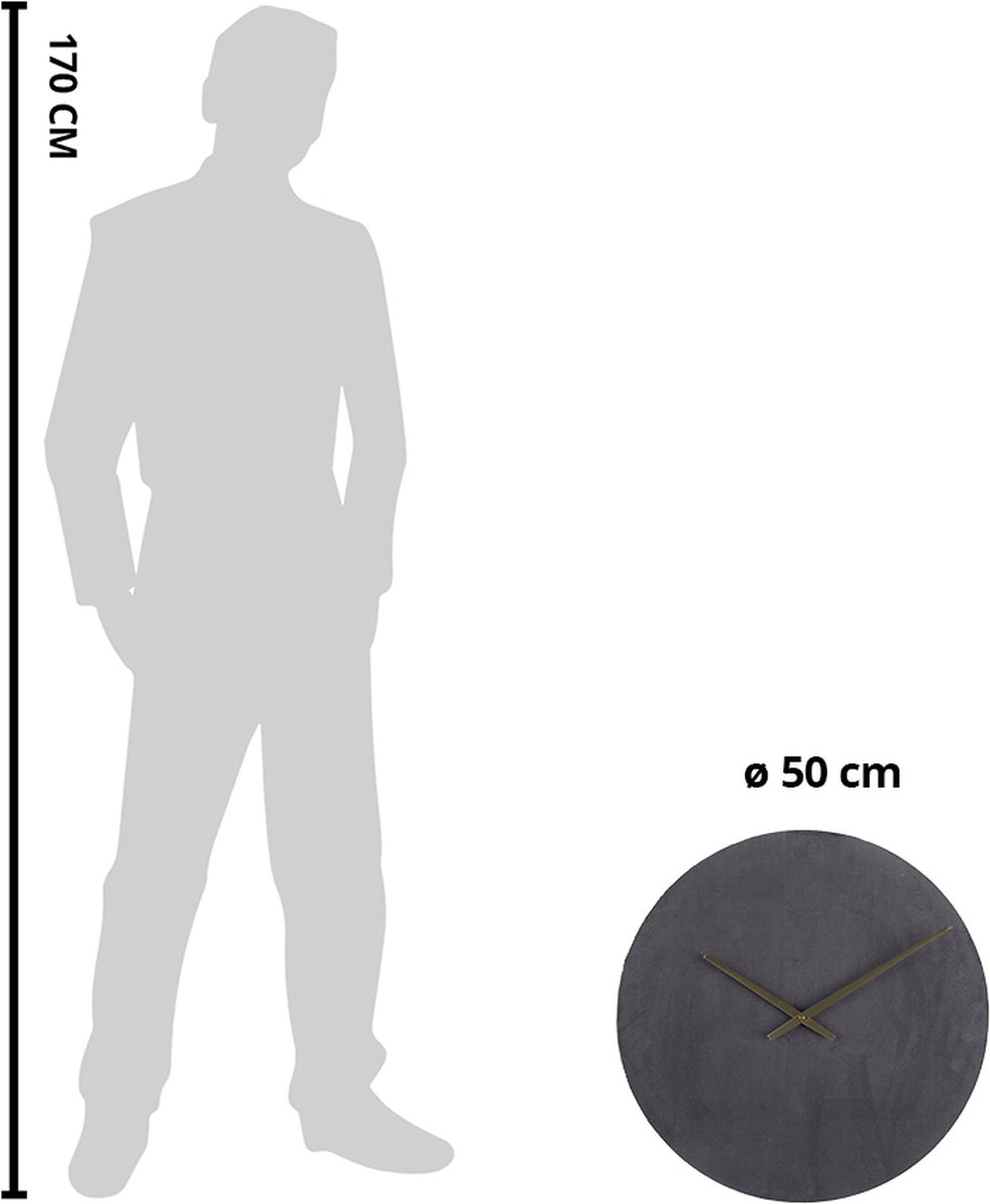 Clayre & Eef Wandklok Ijzer Rond Muurklok Hangklok Muurklok Hangklok - Grijs