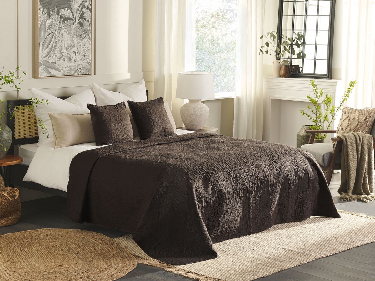 Beliani Rayen - Sprei--polyester - Bruin