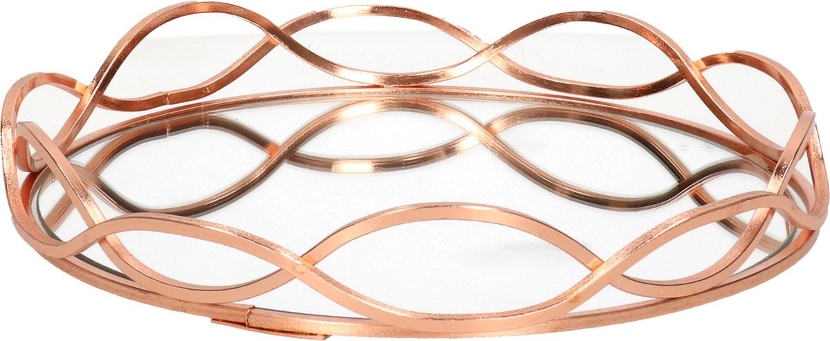 2x Stuks Ronde Kaarsenborden/kaarsen Plateaus Goud Met Spiegelbodem D23 Cm - Kaarsenplateaus