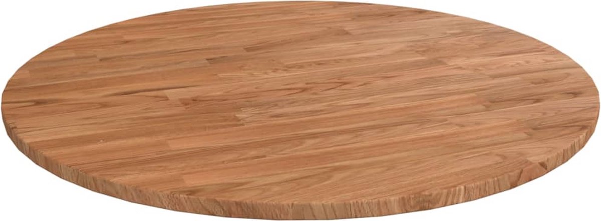 Vidaxl Tafelblad Rond Ø 60x1,5 Cm Bewerkt Massief Eikenhout Licht - Marrón