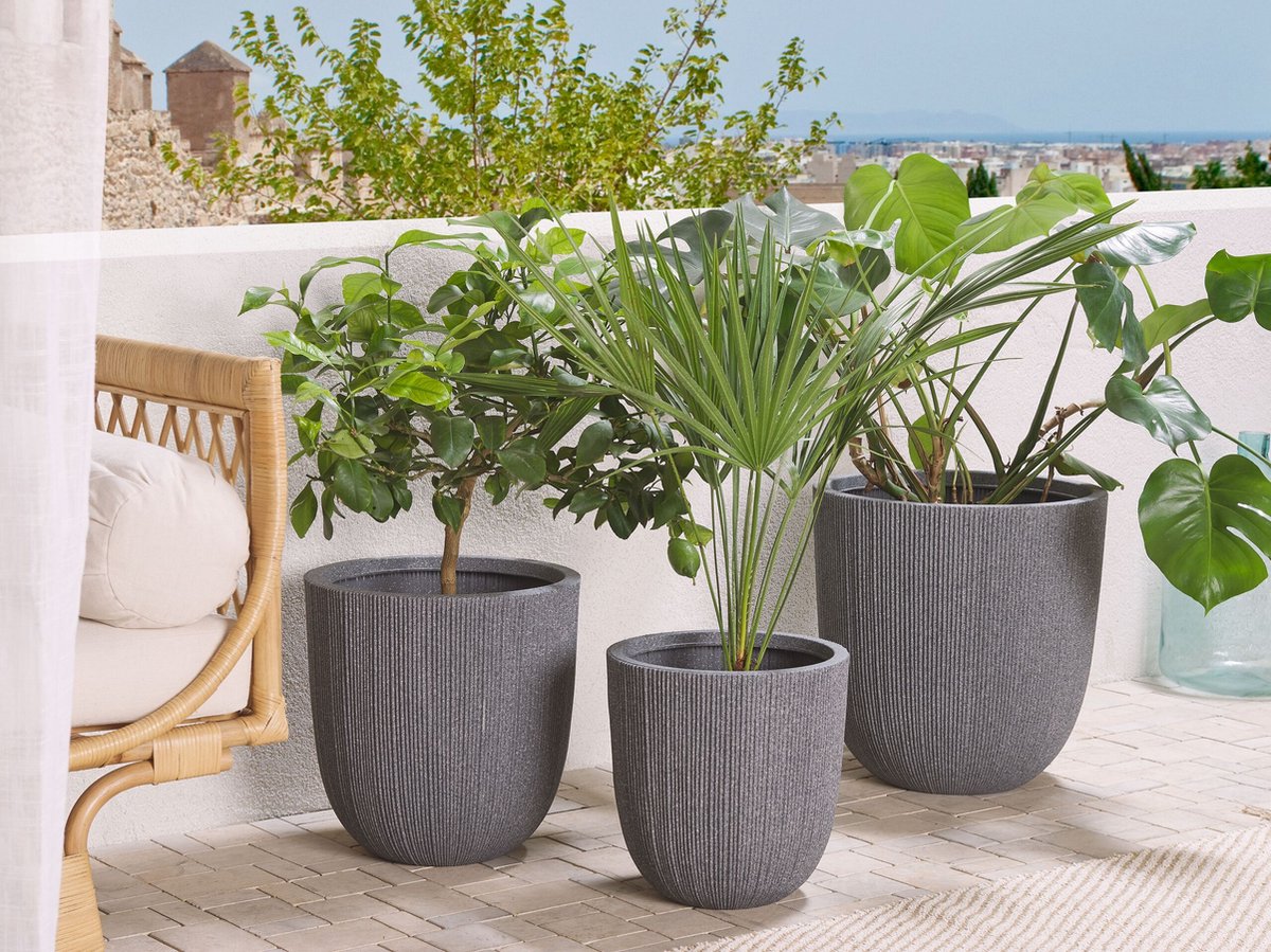 Beliani Chios - Plantenbak Voor Buiten--polyresin - Grijs