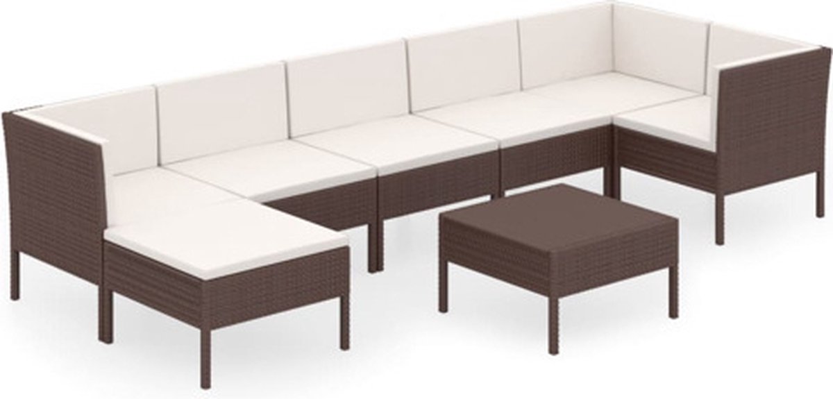 Vidaxl 8-delige Loungeset Met Kussens Poly Rattan - Bruin