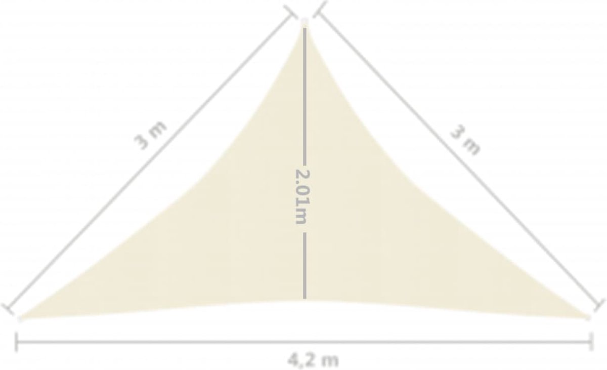 Vidaxl Zonnezeil 160 G/m² 3x3x4,2 M Hdpe Crèmekleurig