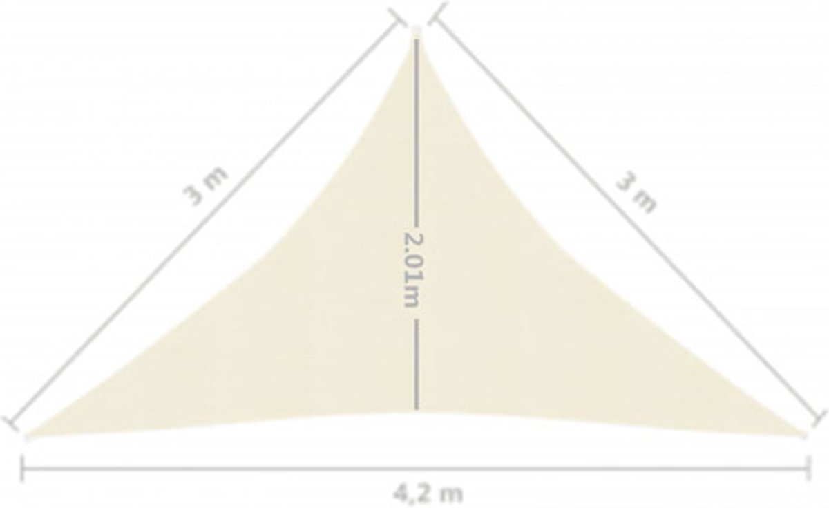 Vidaxl Zonnezeil 160 G/m² 3x3x4,2 M Hdpe Crèmekleurig