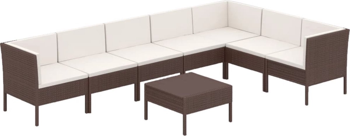 Vidaxl 8-delige Loungeset Met Kussens Poly Rattan - Bruin