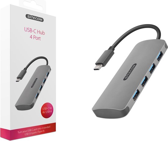 Sitecom CN-383 USB-C naar USB-hub 4 poorten 3.0