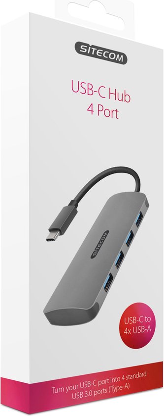 Sitecom CN-383 USB-C naar USB-hub 4 poorten 3.0