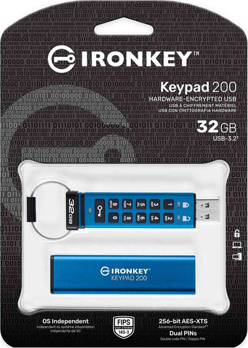 Kingston IronKey Keypad 200 32 GB, Lápiz USB