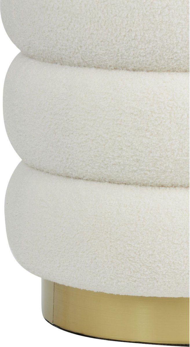 Light & Living Light&living Poef Ø40x45 cm KIMI teddy wit+goud