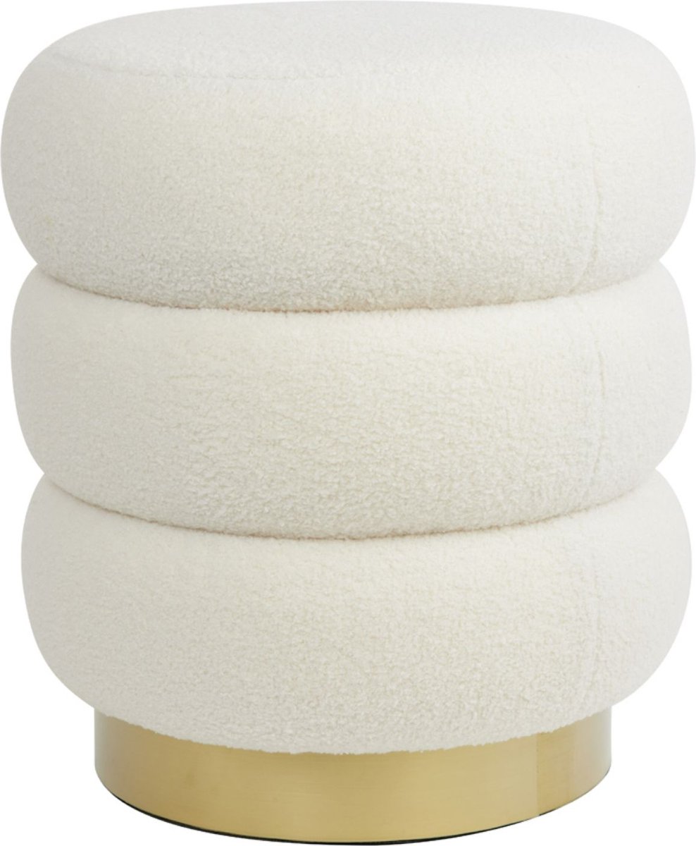 Light & Living Light&living Poef Ø40x45 cm KIMI teddy wit+goud