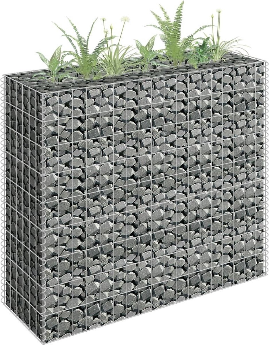 Vidaxl Gabion Plantenbak Verhoogd 90x30x90 Cm Gegalvaniseerd Staal - Silver