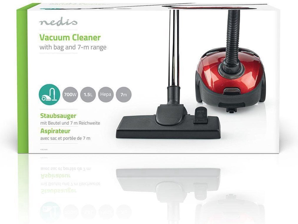 Nedis Stofzuiger | Met Zak | 700 W | 1.5 l / | 1 stuks - VCBG100RD - Rood