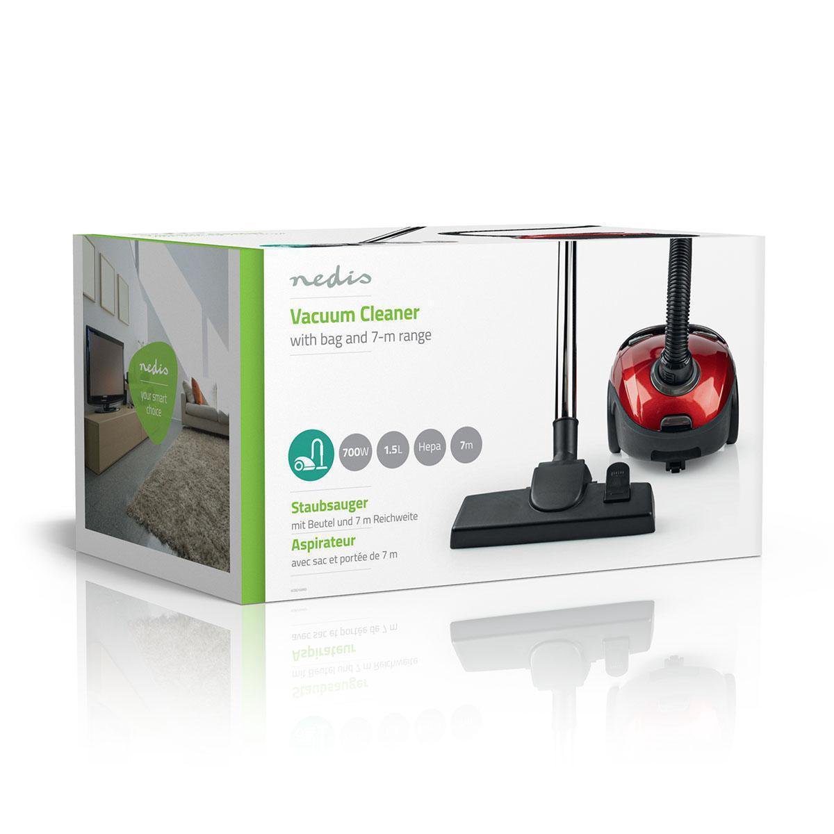 Nedis Stofzuiger | Met Zak | 700 W | 1.5 l / | 1 stuks - VCBG100RD - Rood