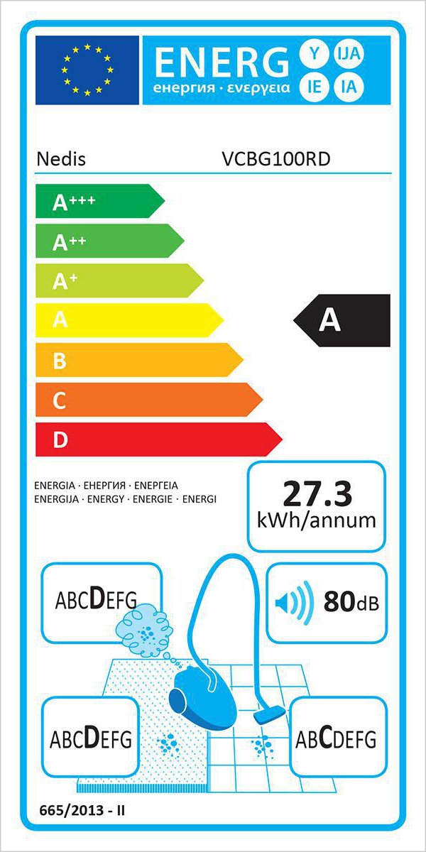 Nedis Stofzuiger | Met Zak | 700 W | 1.5 l / | 1 stuks - VCBG100RD - Rood
