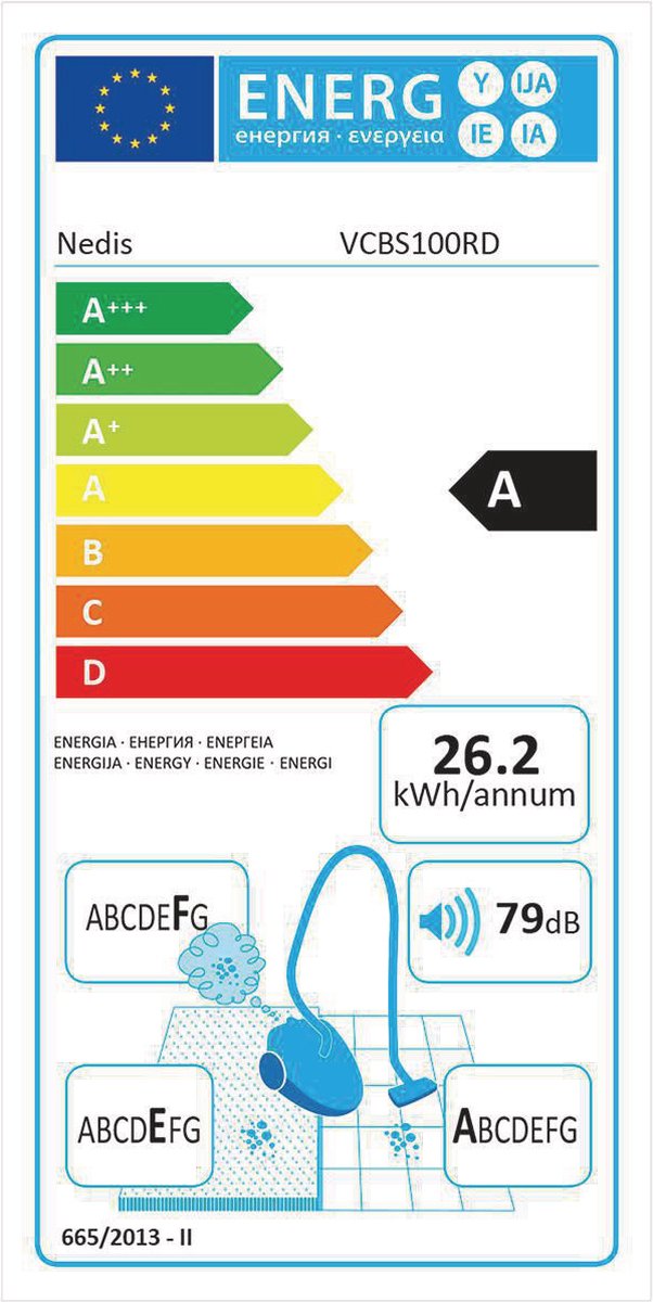 Nedis Zakloze Stofzuiger | 700 W | 1.5 l / | 1 stuks - VCBS100RD - Rood