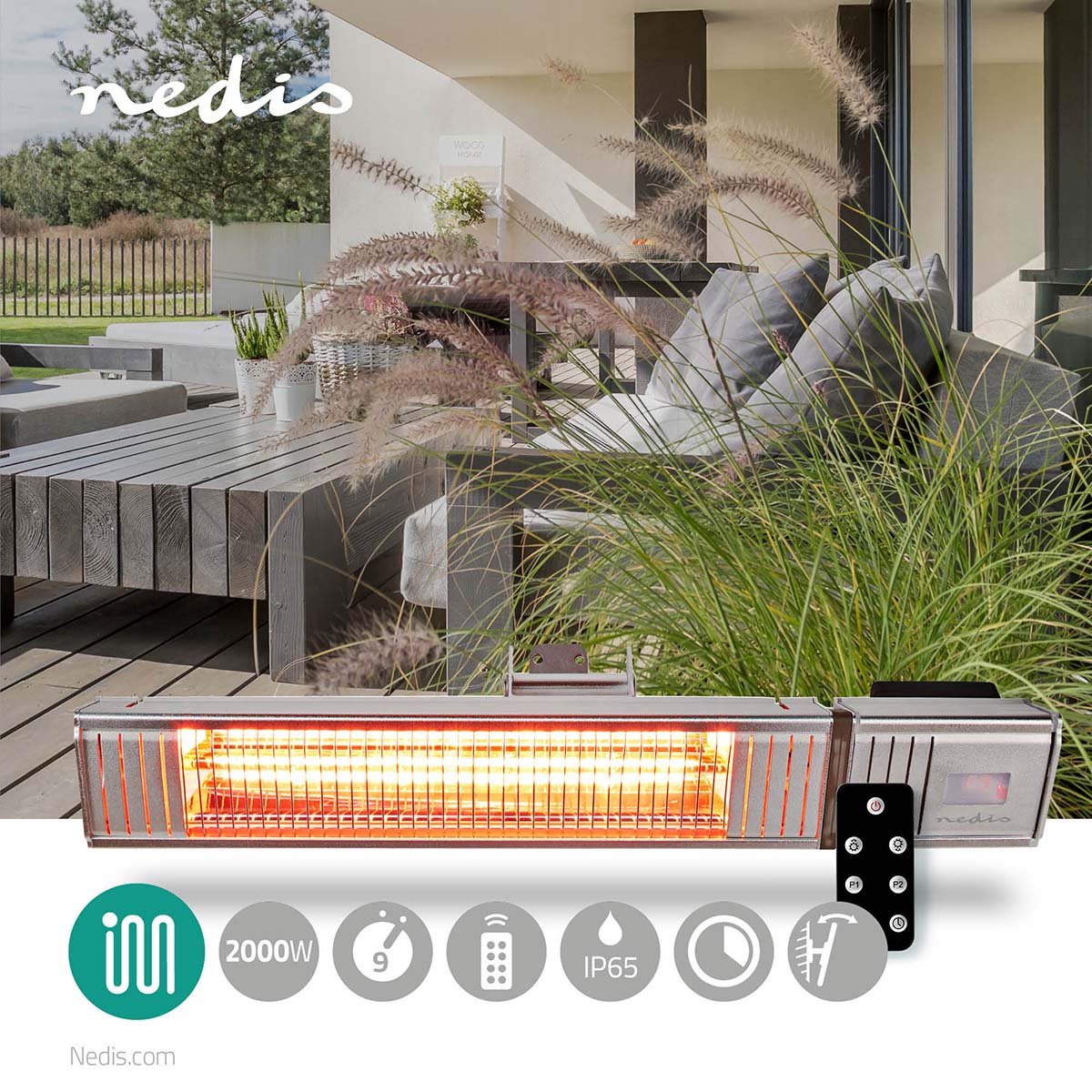 Nedis Patio Verwarmer | 2000 W| IP65 | 1 stuk - HTPA30ESS