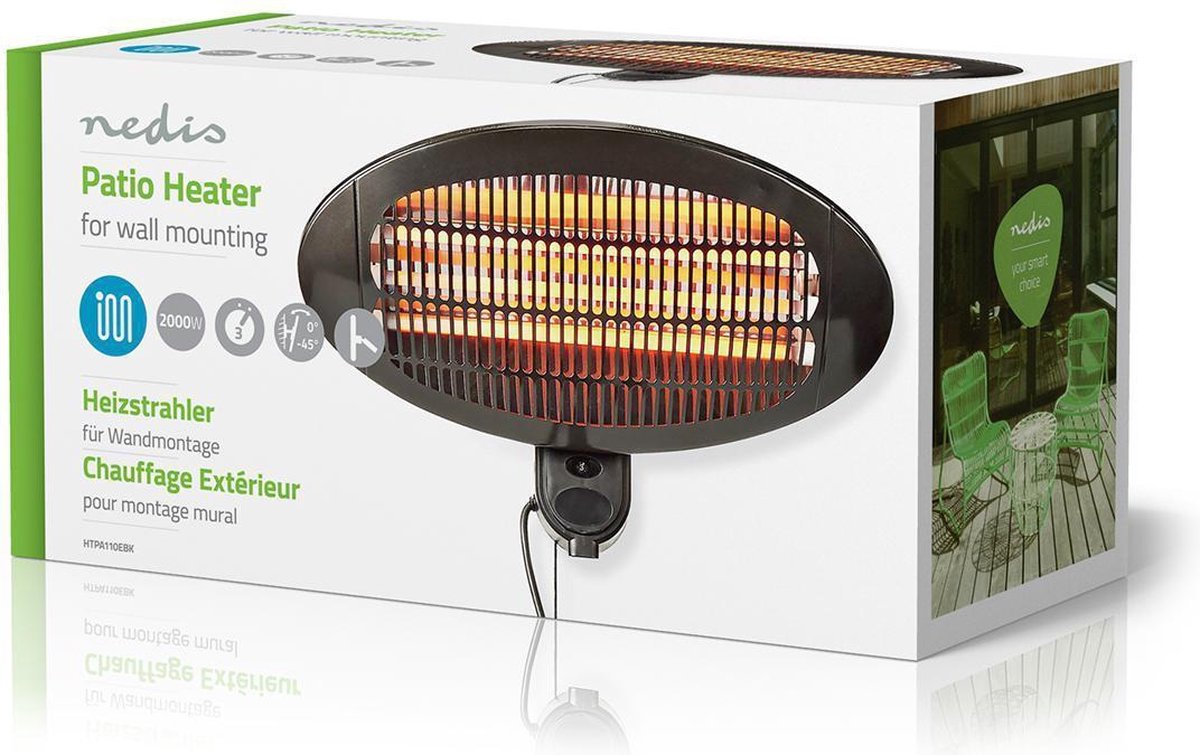 Nedis Patio Verwarmer | 2000 W | IP34 | | 1 stuk - HTPA110EBK - Zwart