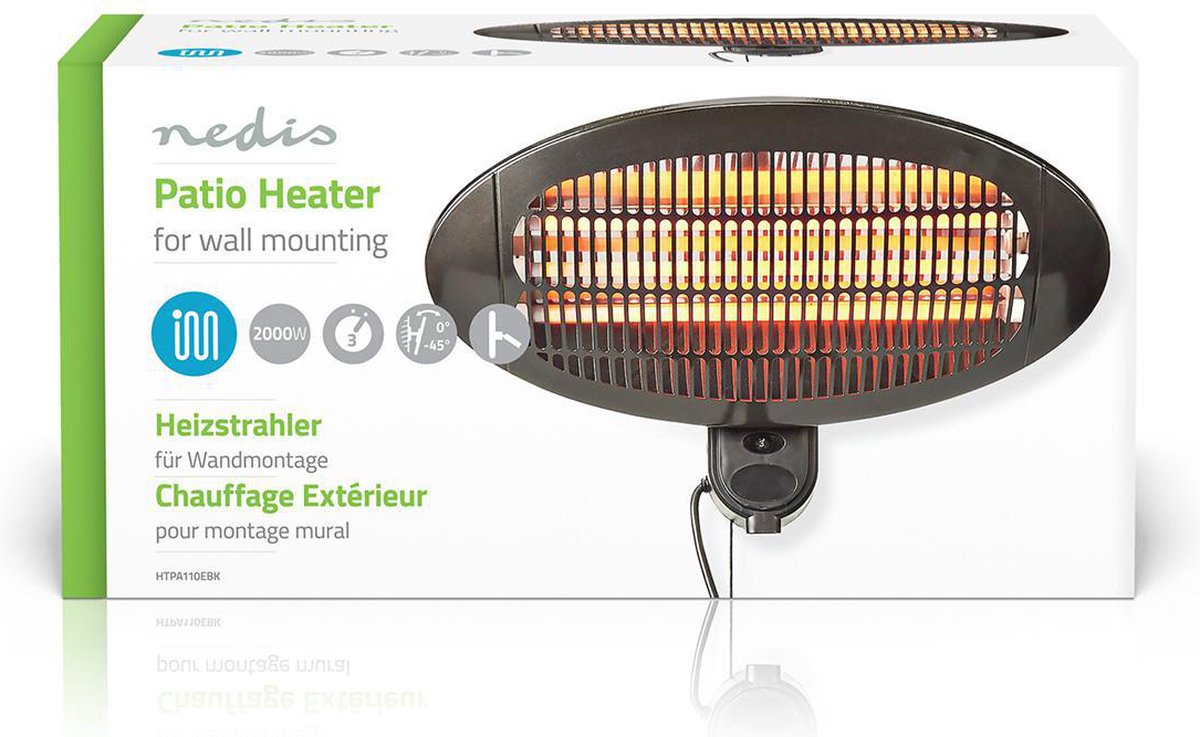 Nedis Patio Verwarmer | 2000 W | IP34 | | 1 stuk - HTPA110EBK - Zwart