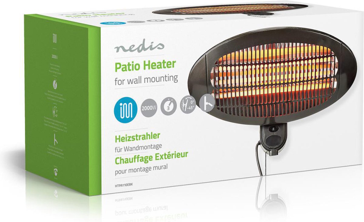 Nedis Patio Verwarmer | 2000 W | IP34 | | 1 stuk - HTPA110EBK - Zwart