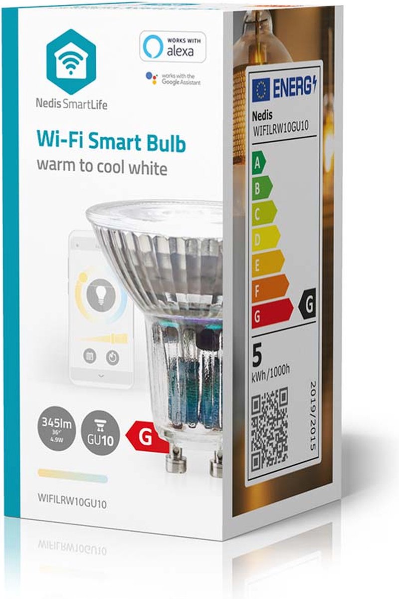 Nedis SmartLife LED Spot | Wi-Fi | GU10 | 345 lm | 4.9 W | 1 stuks - WIFILRW10GU10