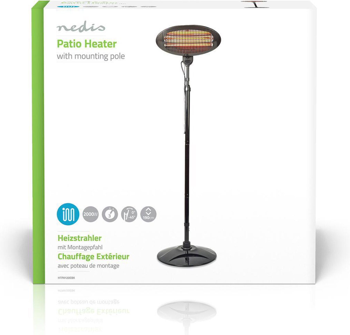 Nedis Patio Verwarmer | 2000 W | IP34 | | 1 stuk - HTPA120EBK - Zwart