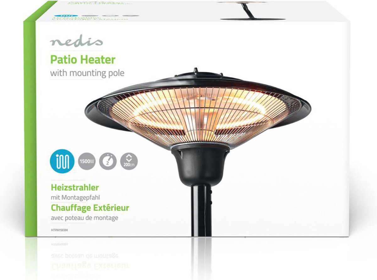 Nedis Patio Verwarmer | 1500 W | IP34 | | 1 stuk - HTPA15EBK - Zwart