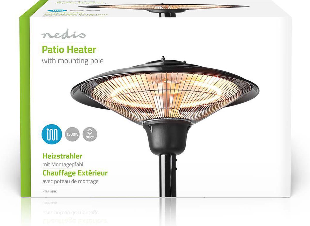 Nedis Patio Verwarmer | 1500 W | IP34 | | 1 stuk - HTPA15EBK - Zwart