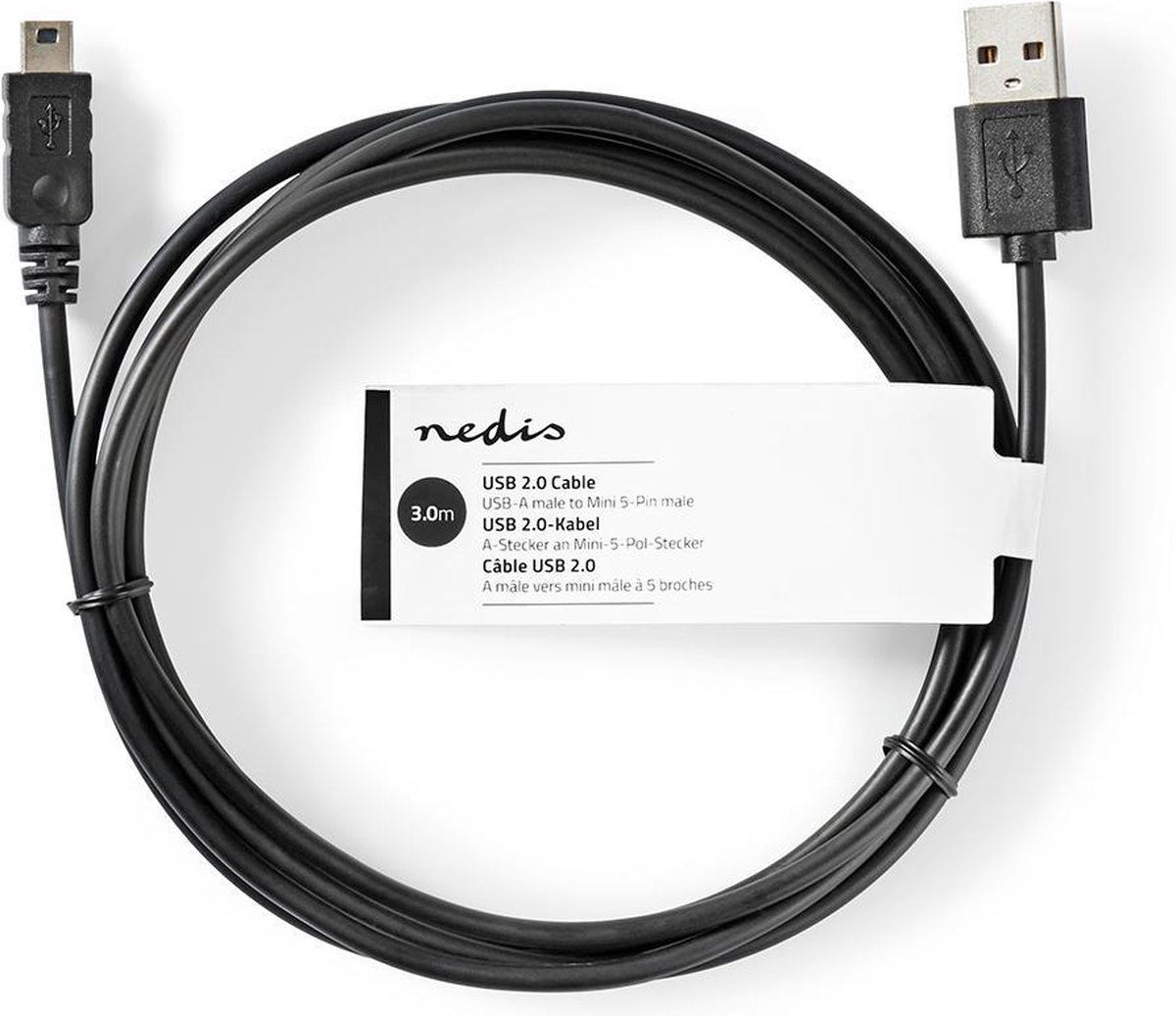 Nedis Kabel USB 2.0 | A male - Mini 5-pins male | 3,0 m | - Zwart