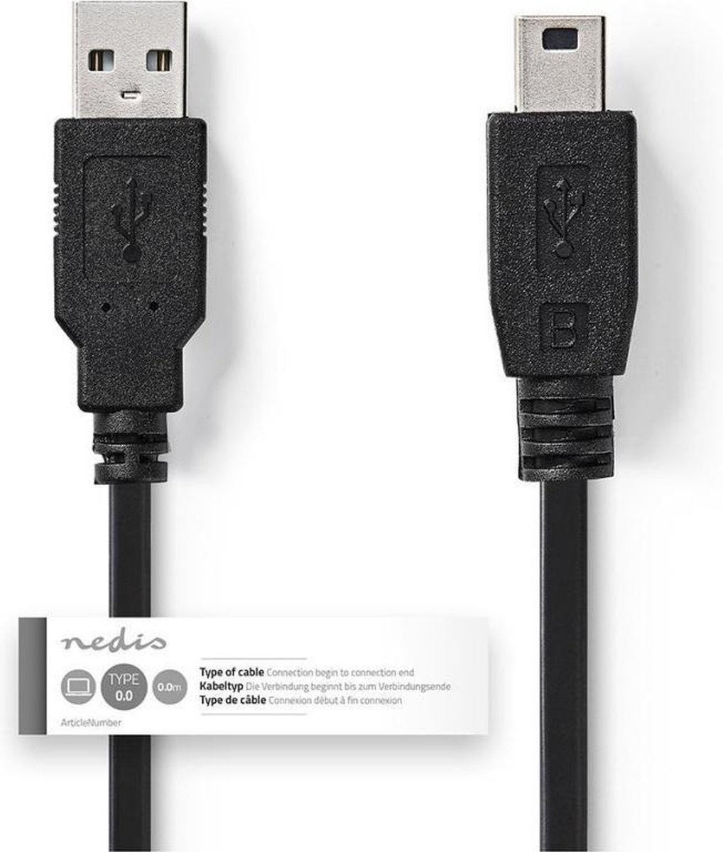 Nedis Kabel USB 2.0 | A male - Mini 5-pins male | 3,0 m | - Zwart