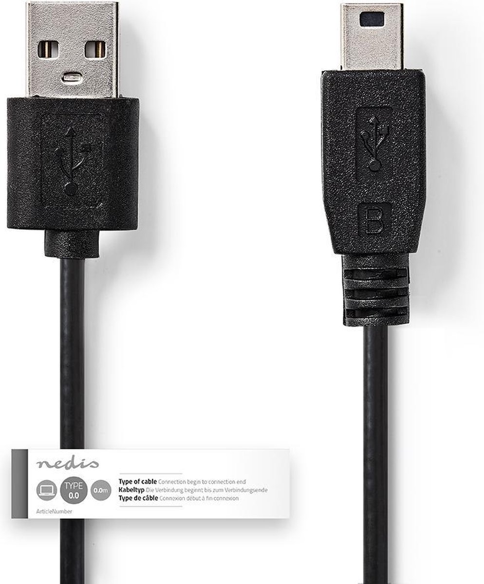 Nedis Kabel USB 2.0 | A male - Mini 5-pins male | 3,0 m | - Zwart