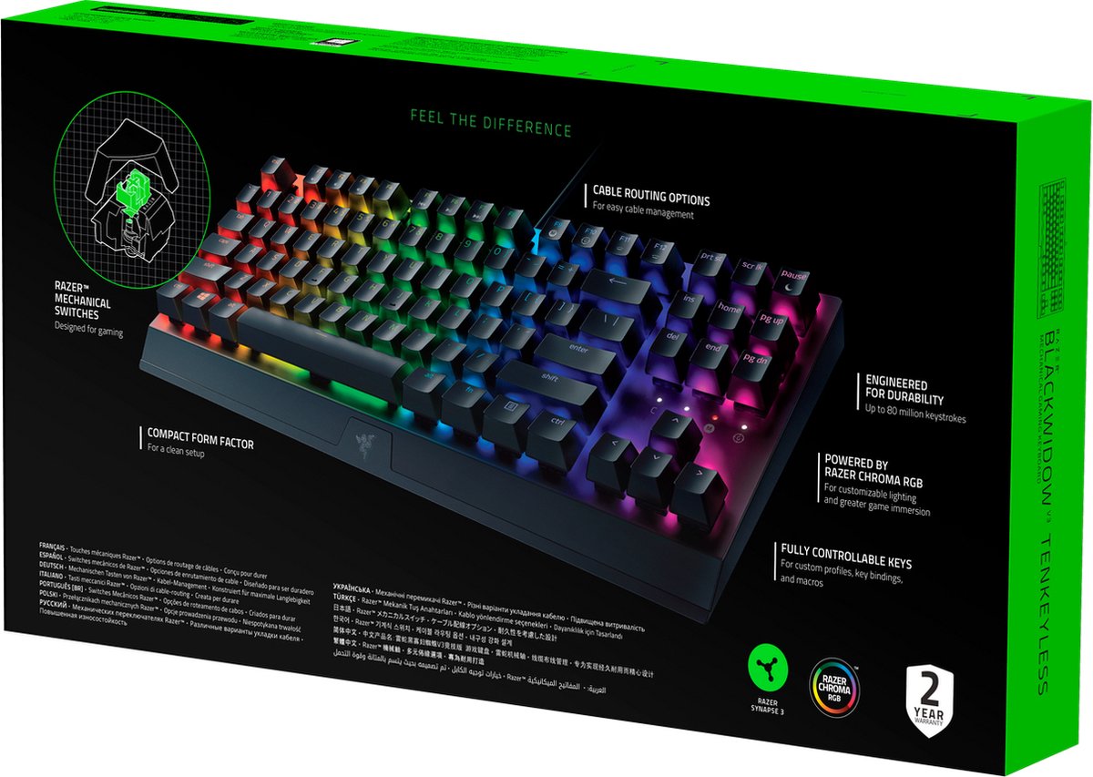 Razer BlackWidow V3 Tenkeyless Gaming Toetsenbord Green Switch QWERTY