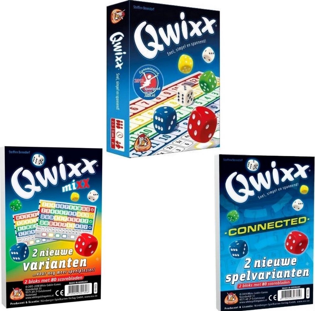 White Goblin Games Spellenbundel - 3 Stuks - Dobbelspel - Qwixx & Qwixx Mixx & Qwixx Connected