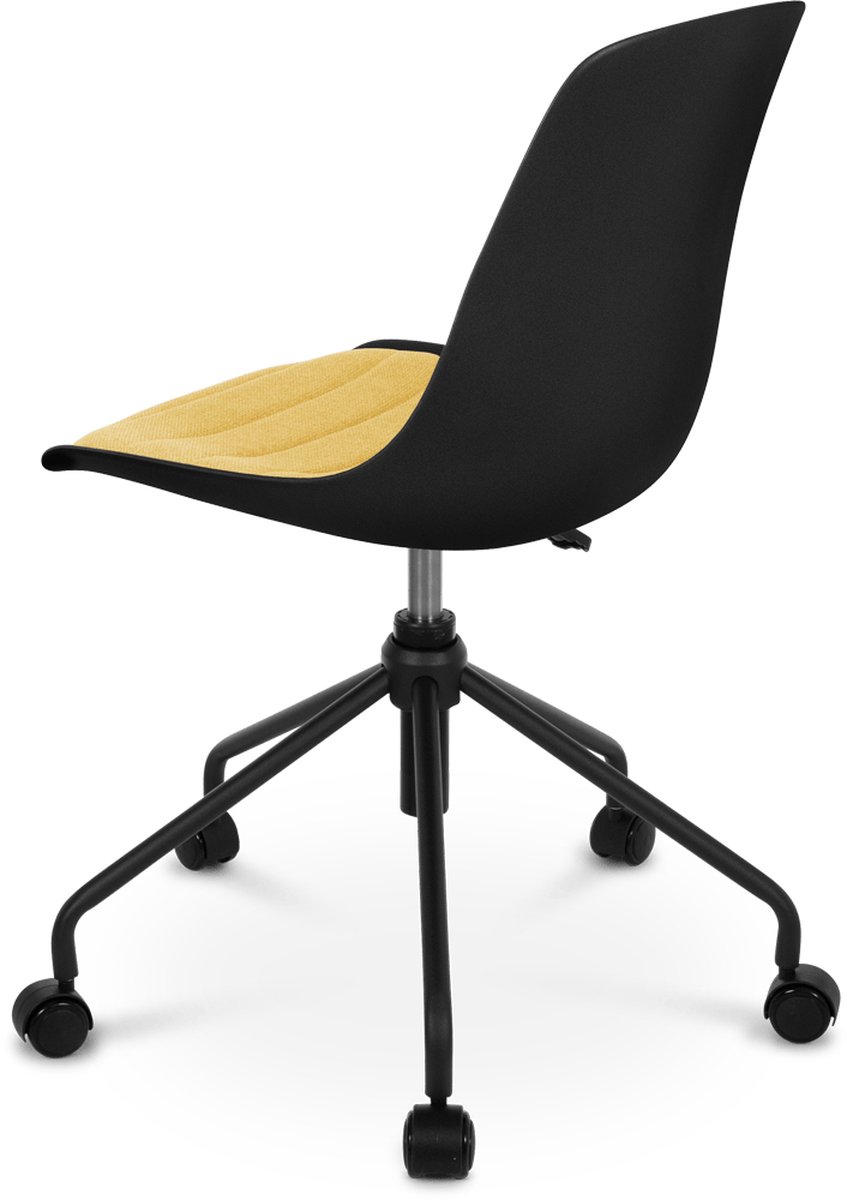 Nolon Nout bureaustoel met okergeel zitkussen onderstel - Zwart