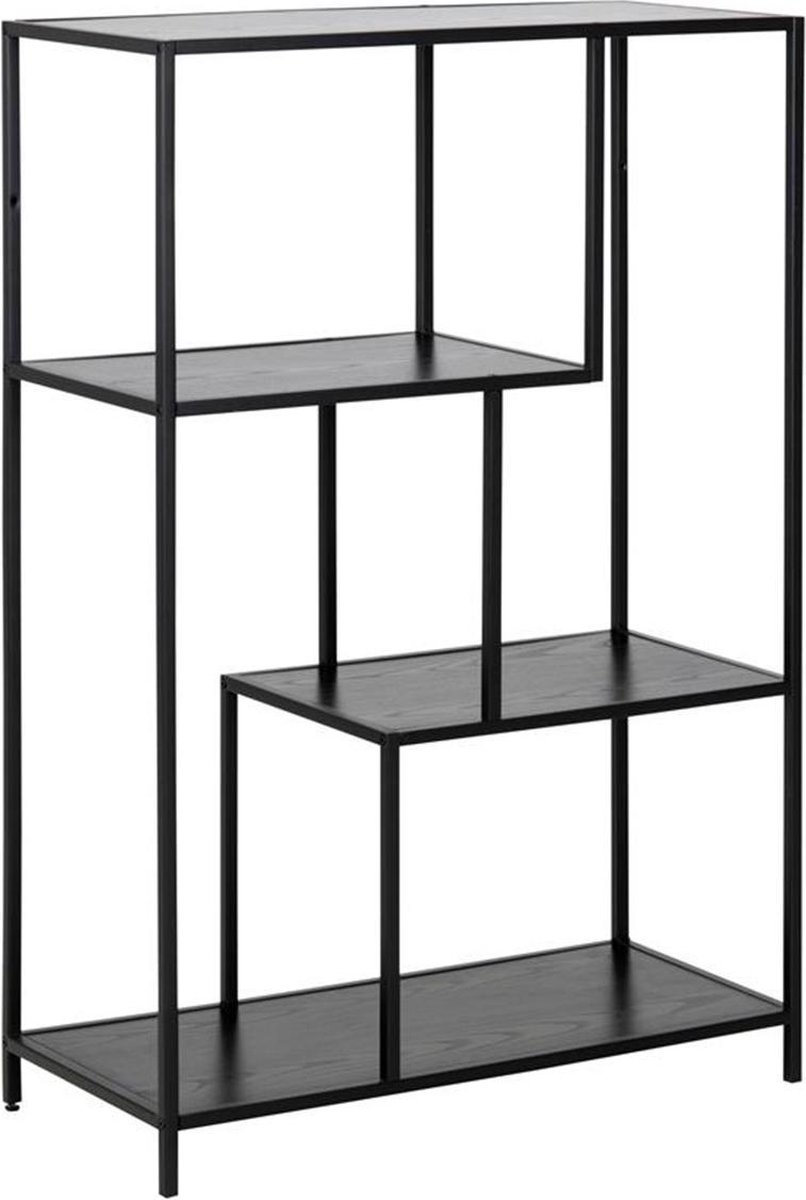 Lisomme Vic industriële houten boekenkast - B77 x D35 x H114 cm - - Zwart