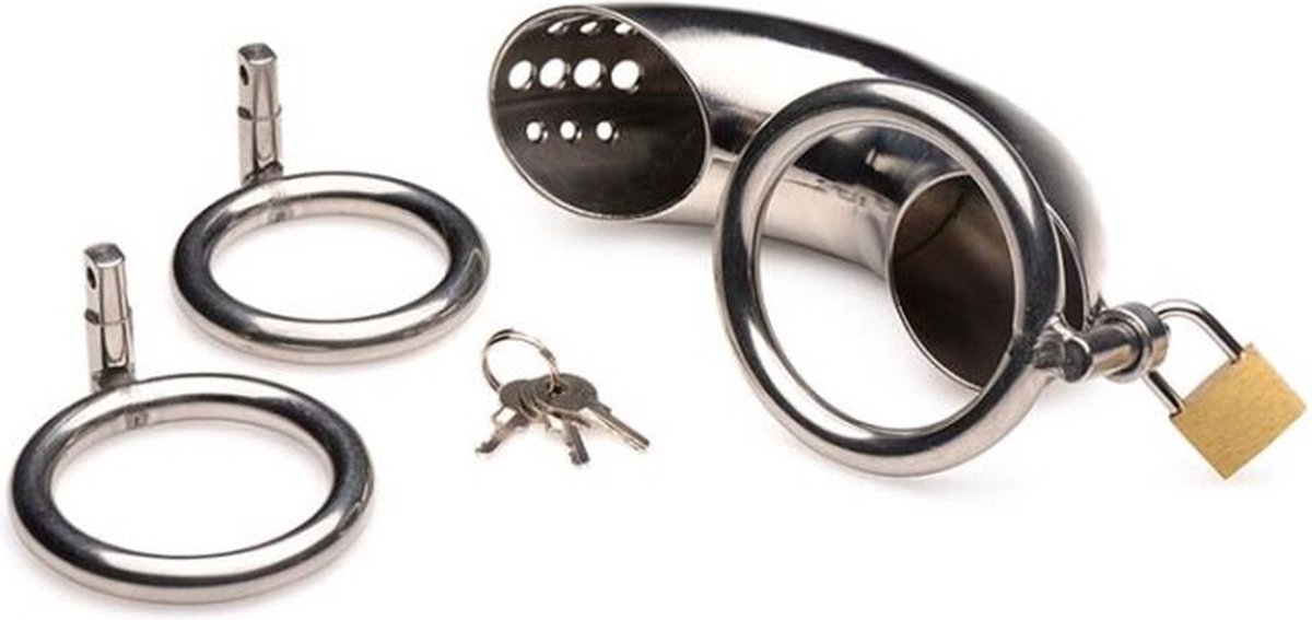 Master Series Roestvrij Stalen Penis Kooi Met 3 Ringen - Silver