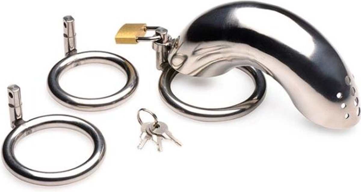 Master Series Roestvrij Stalen Penis Kooi Met 3 Ringen - Silver