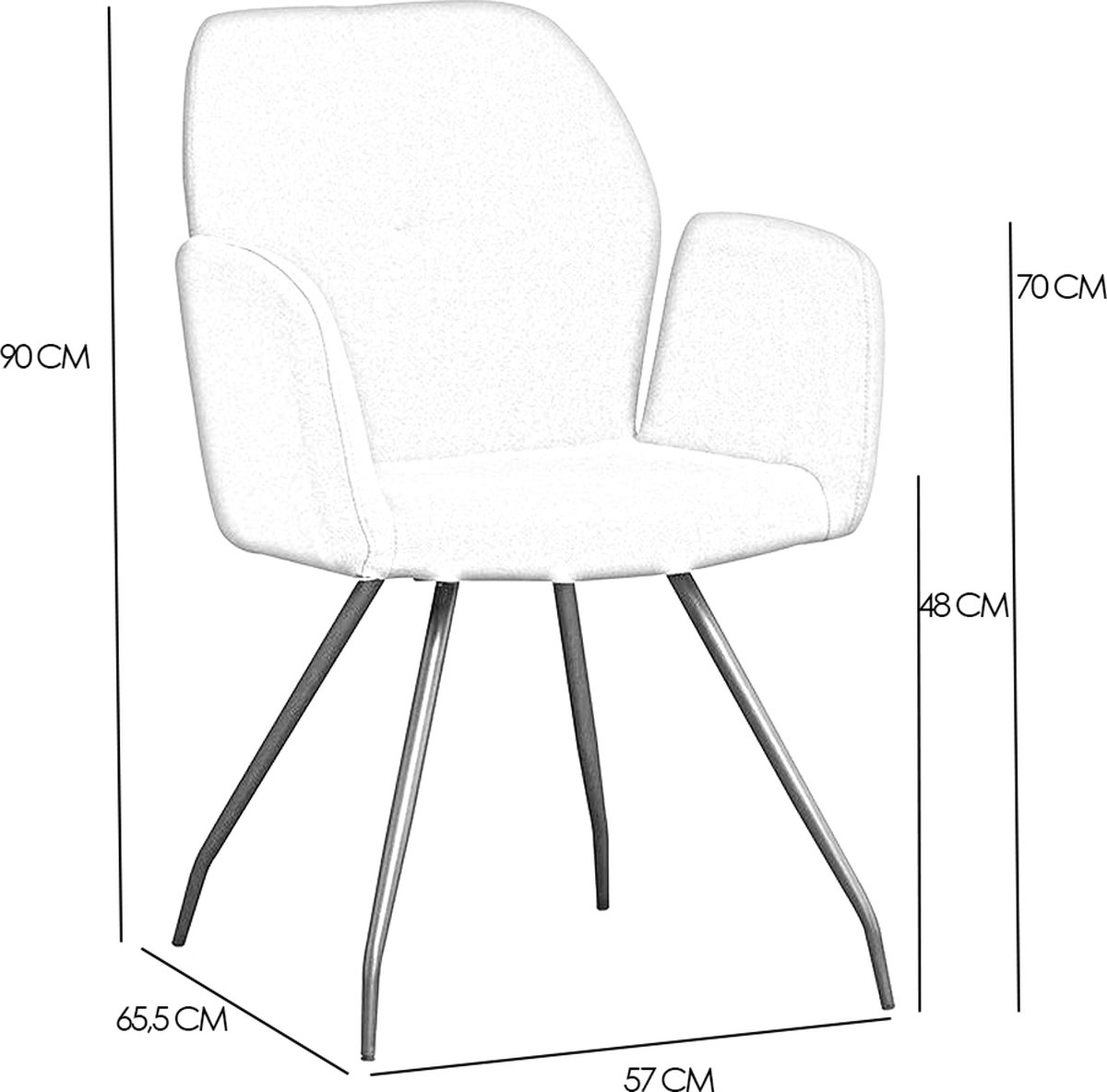 Bronx71 Scandinavische Eetkamerstoel Frey Gerecyclede Stof. - Beige