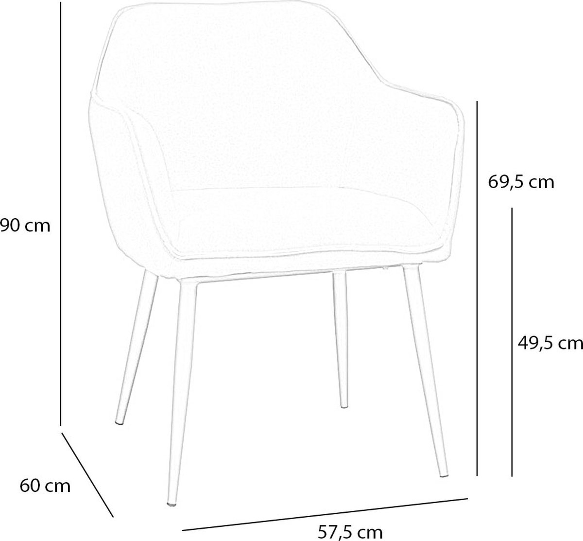 Bronx71 Scandinavische Eetkamerstoel Elin Gerecyclede Stof. - Beige