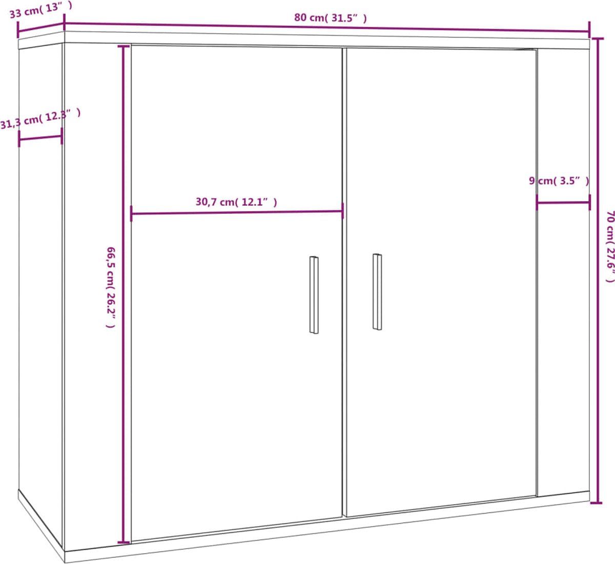 Vidaxl Dressoir 80x33x70 Cm Bewerkt Hout Gerookt Eikenkleurig - Bruin