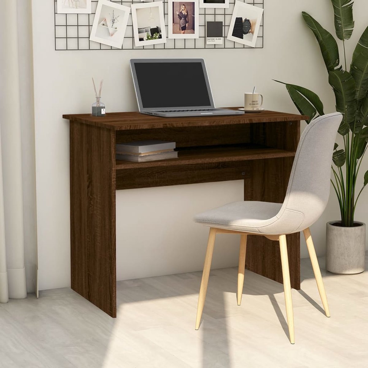 Vidaxl Bureau 90x50x74 Cm Bewerkt Houteikenkleurig - Bruin