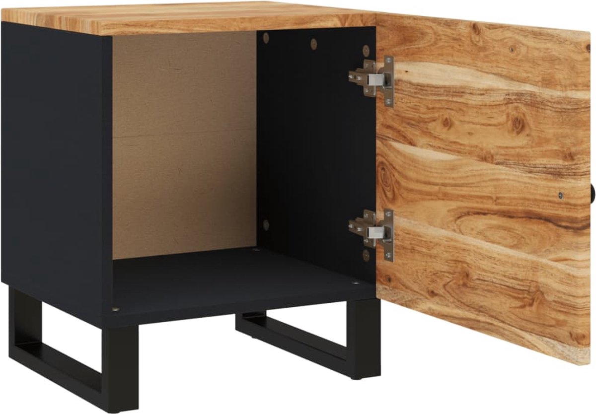 Vidaxl Nachtkastje 40x33x46 Cm Massief Acaciahout - Zwart