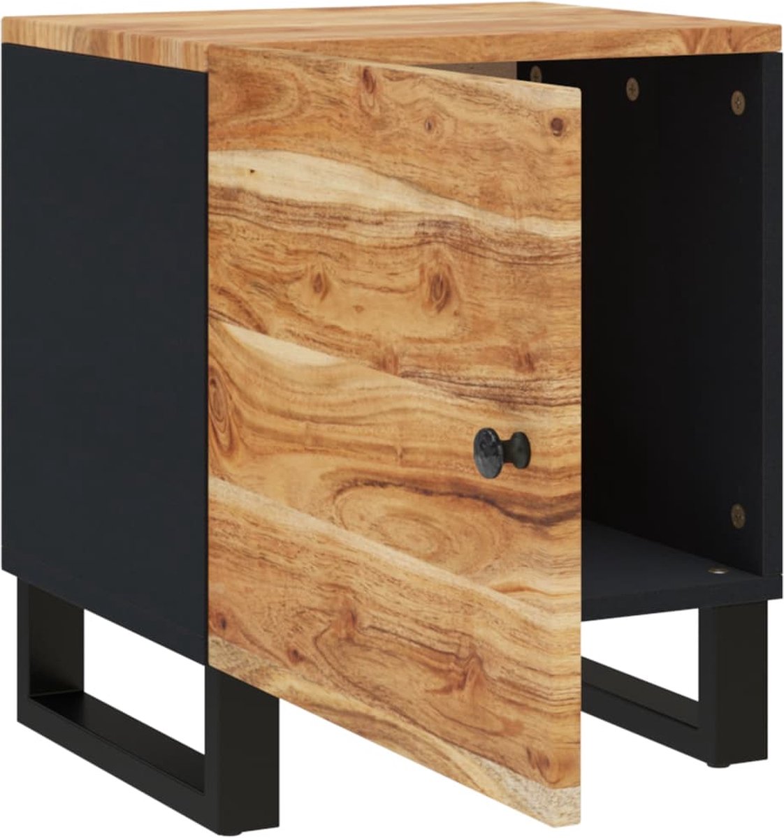 Vidaxl Nachtkastje 40x33x46 Cm Massief Acaciahout - Zwart